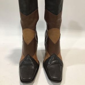 Bruno Valenti Patchwork Heeled Boots